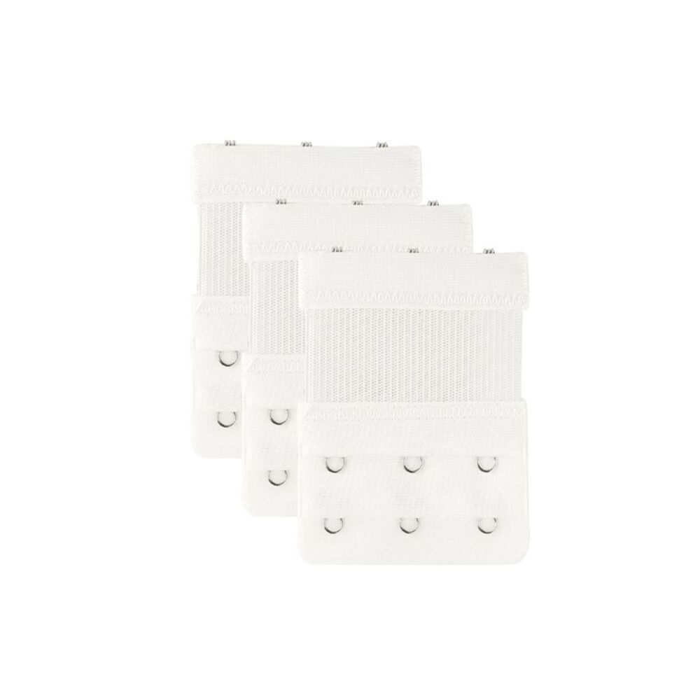 3pcs Lady 2 x 3 Hook and Eye Tape Extension Bra Extender White One Size